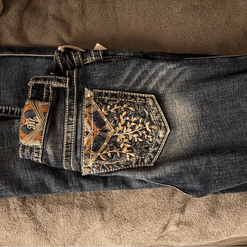 Miss Me Denim with Blue Embroidery